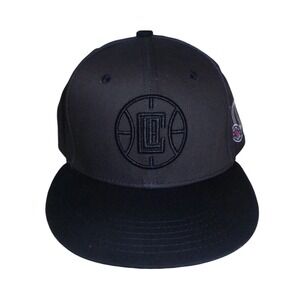 LA Clippers Snapback Hat Black Tonal Logo 50th Anniversary Map Brim Cap NBA Mens